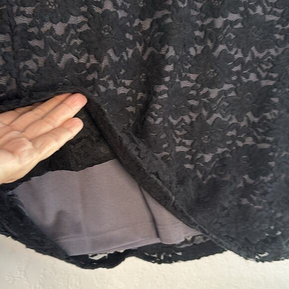 Badgley Mischka American Glamour Black Lace Top Witchy Purple Gothic Fall Mesh - Picture 4 of 7